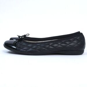 FRENCH SOLE FS/NY Passport Black Quilted Leather Ballet Flats w/ Patent Toe, 8M